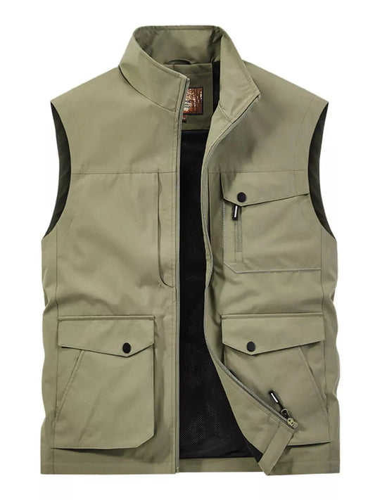 Men's Plus Size Zip Up Multi-Pocket Outdoor Vest Simply Love