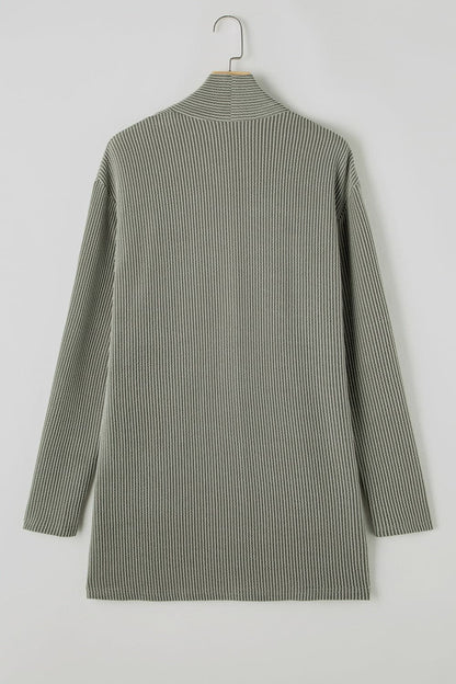 Textured Open Front Long Sleeve Cover Up.