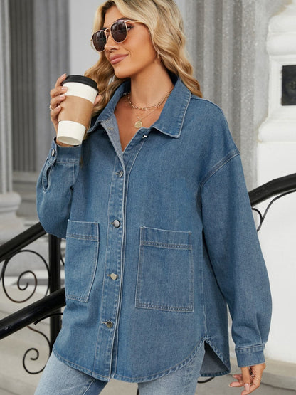 Chic removable hooded denim jacket