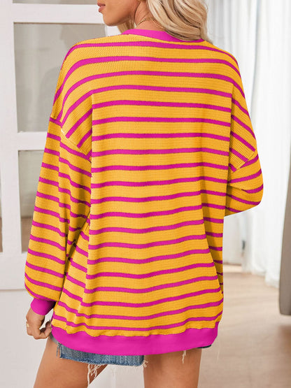 Lovelet Striped Contrast Long Sleeve Sweatshirt