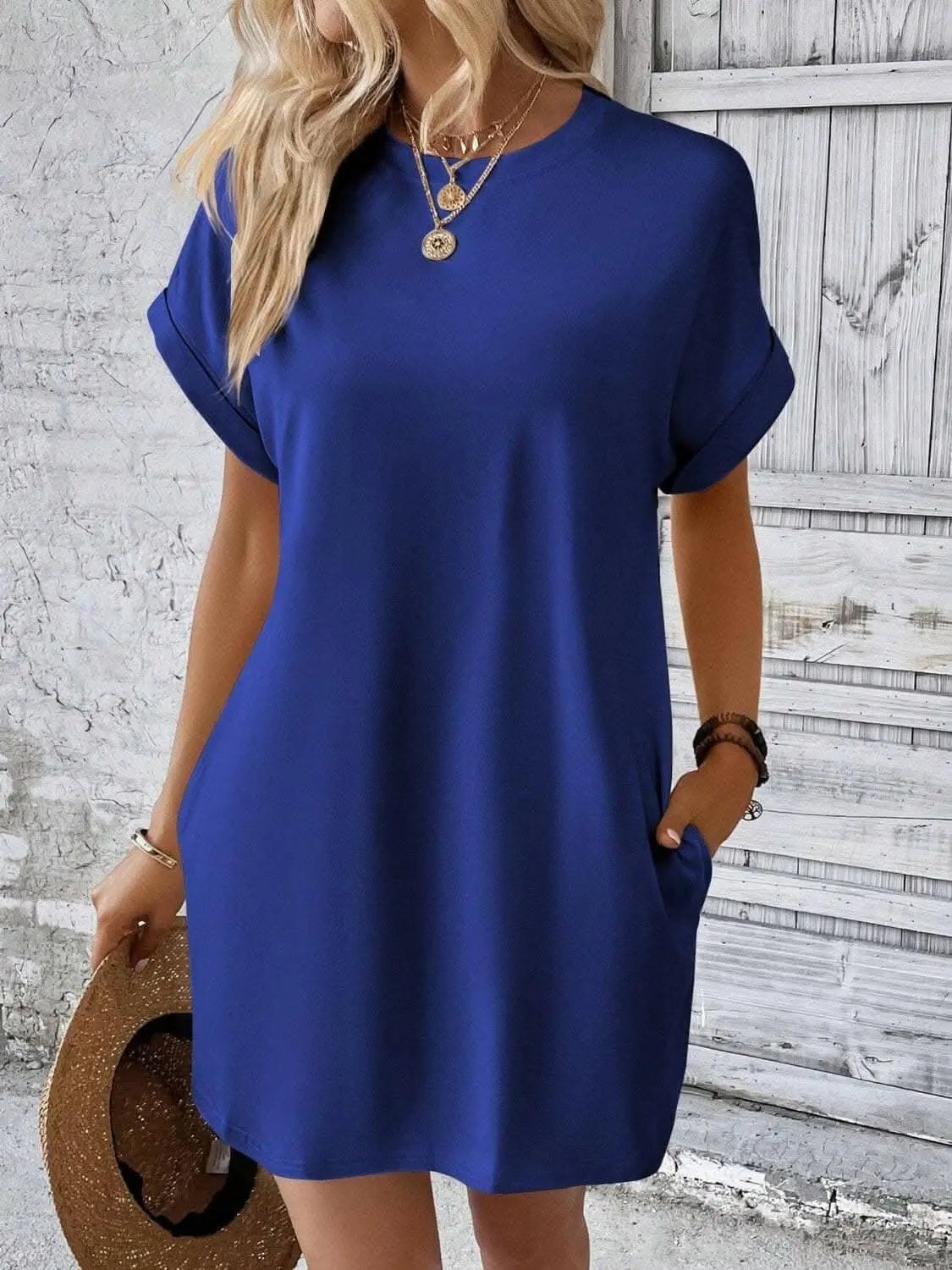 Chic round neck mini dress - Love Salve 