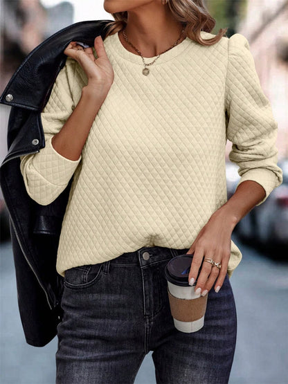 Round Neck Long Sleeve Sweatshirt.