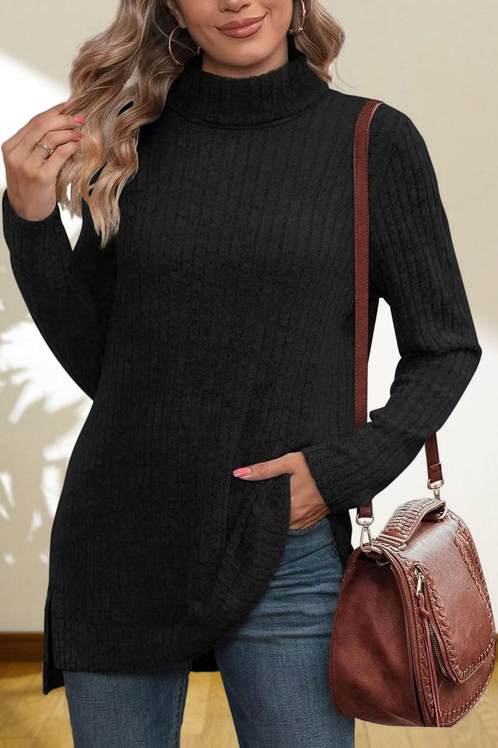 Turtleneck High Low Top.