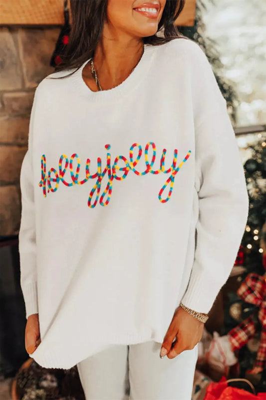 Colorful Holly Jolly Christmas Knit Loose Sweater Simply Love