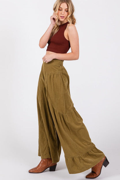 SAGE + FIG High Rise Corduroy Wide Leg Pants.