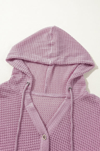 Cozy plus size hooded top with buttons