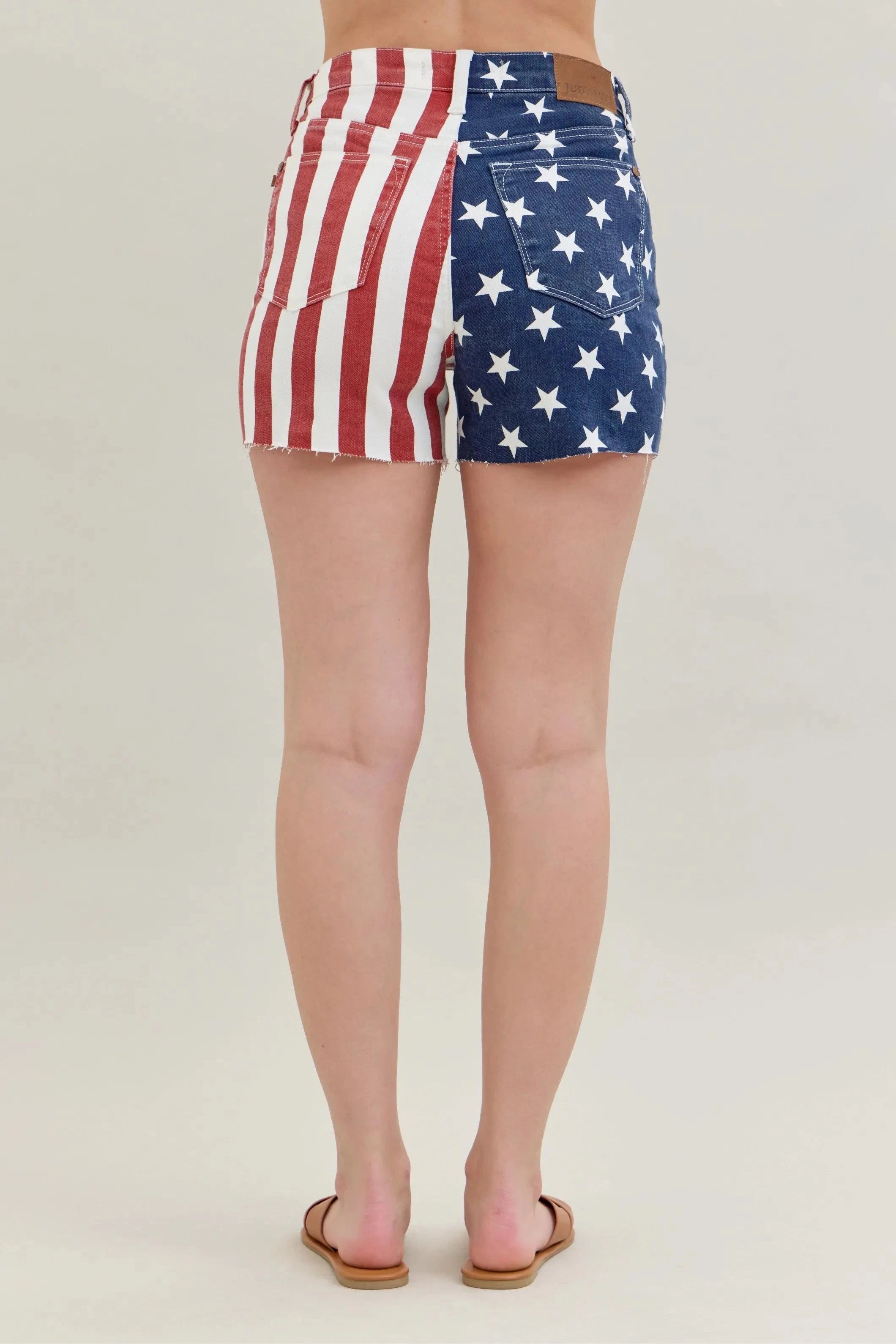 Judy Blue Full Size High Waist Americana Flag Fray Hem Shorts Plus Size Coco’s Tee Boutique