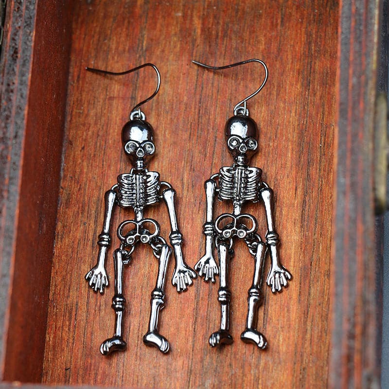 Skeleton Alloy Earrings - 2.8 in