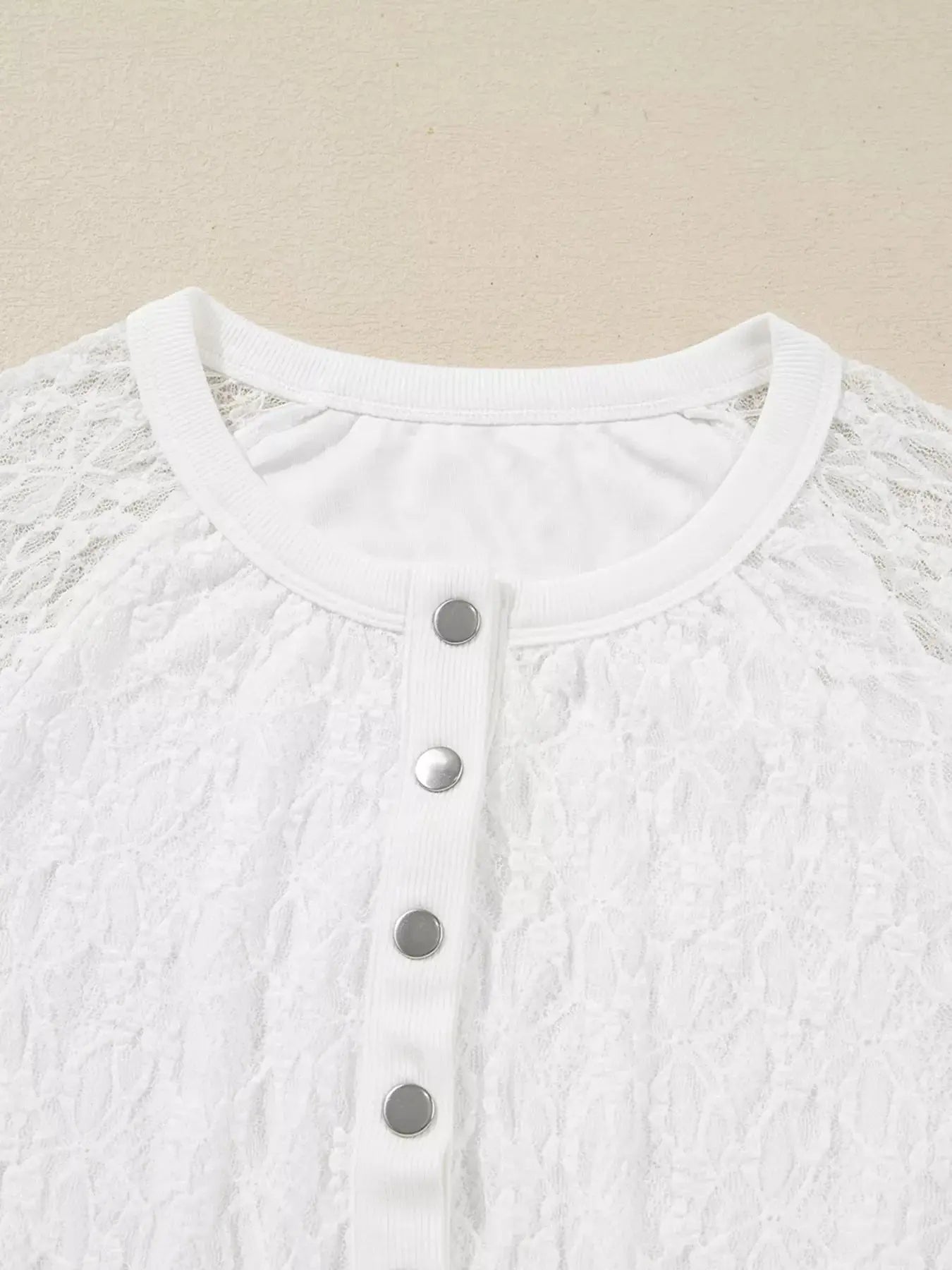 Sheer Lace Long Sleeve Slim Henley Top Simply Love
