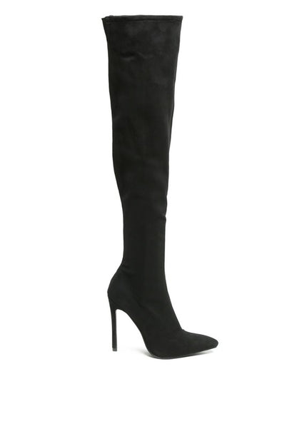 Velvet allure over-the-knee stiletto boots