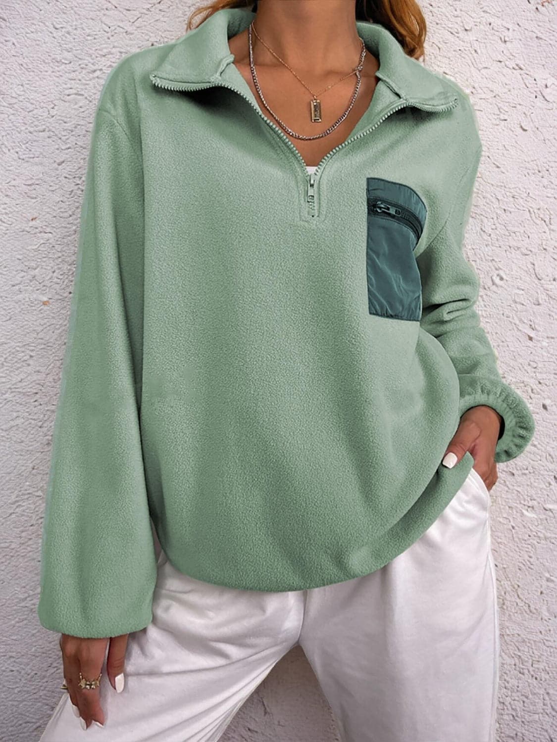 Chic half zip sweatshirt - size S-XL