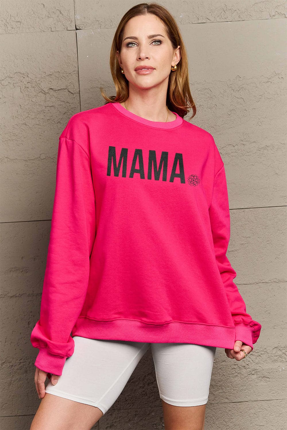 Simply Love Full Size MAMA Graphic Long Sleeve Sweatshirt.