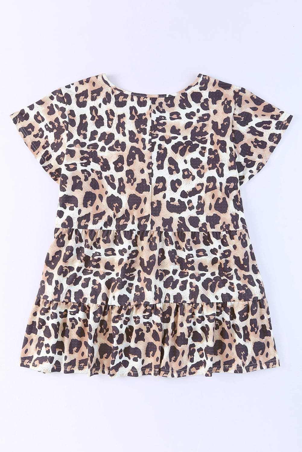 Plus Size Leopard Round Neck Blouse.