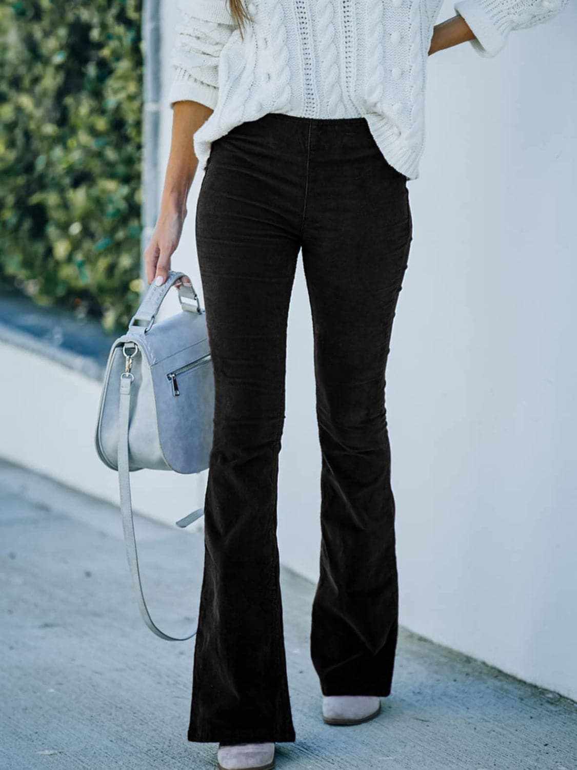 High rise bootcut trousers, polyester - Love Salve 