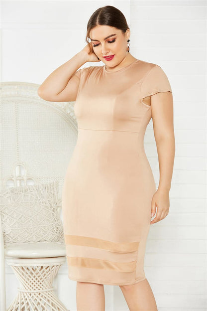 Plus Size Mesh Detail Midi Dress.