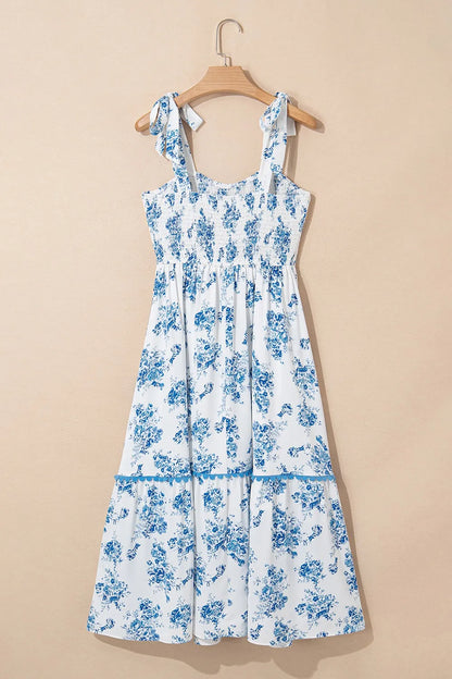 Printed Tie Shoulder Dress