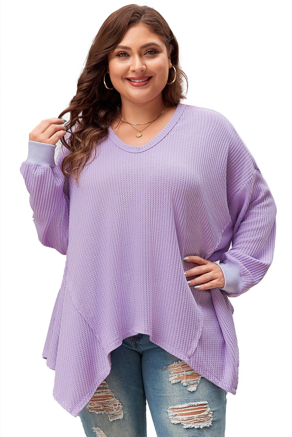 Flattering orchid petal plus size top