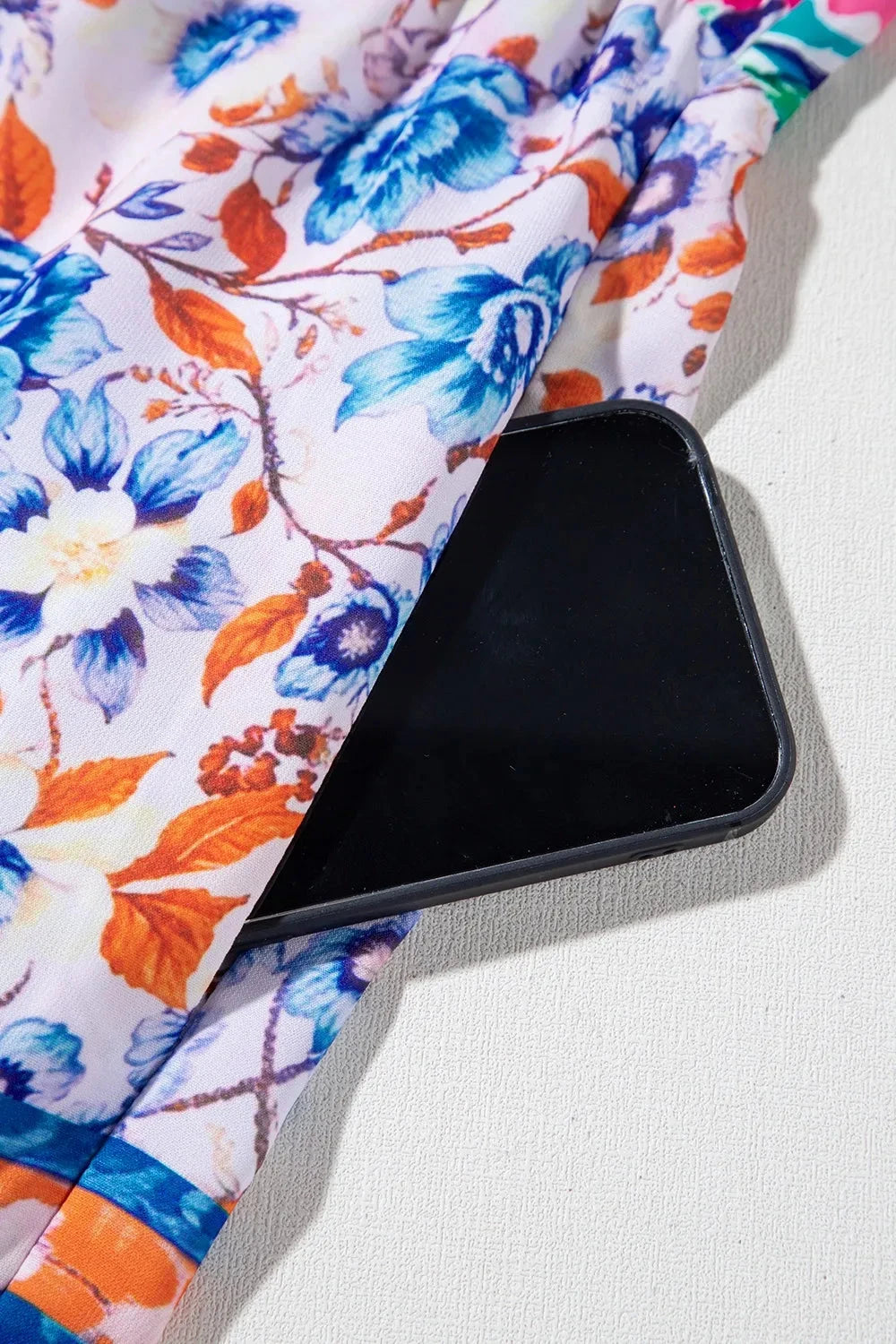 Mixed Floral Print Tie Neck Short Sleeve Dress Simply Love