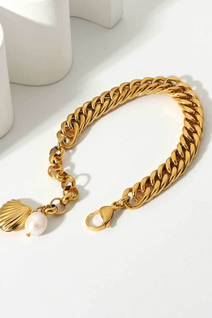 18K Gold-Plated Curb Chain Bracelet.