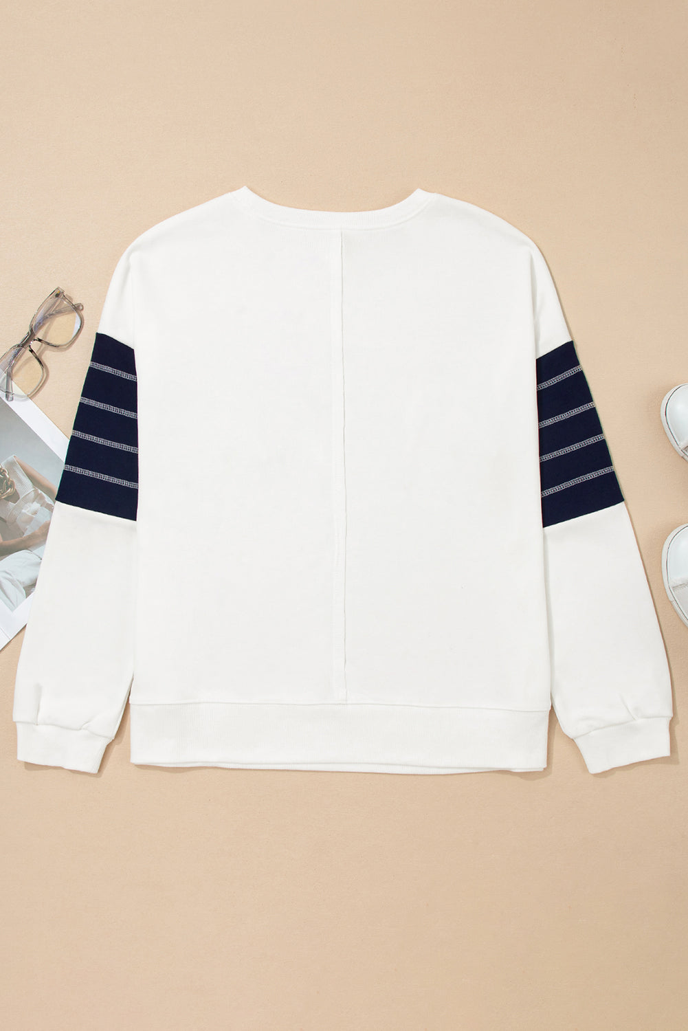 White Exposed Seam Detail Color Block Patch Pocket Drop Shoulder Sweatshirt Dear-Lover Dropshipping