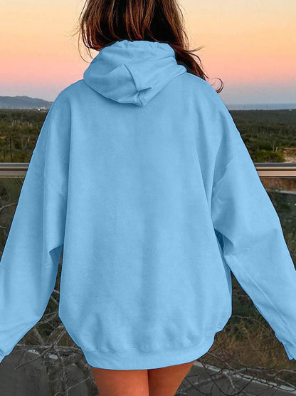 Drawstring Dropped Shoulder Hoodie.