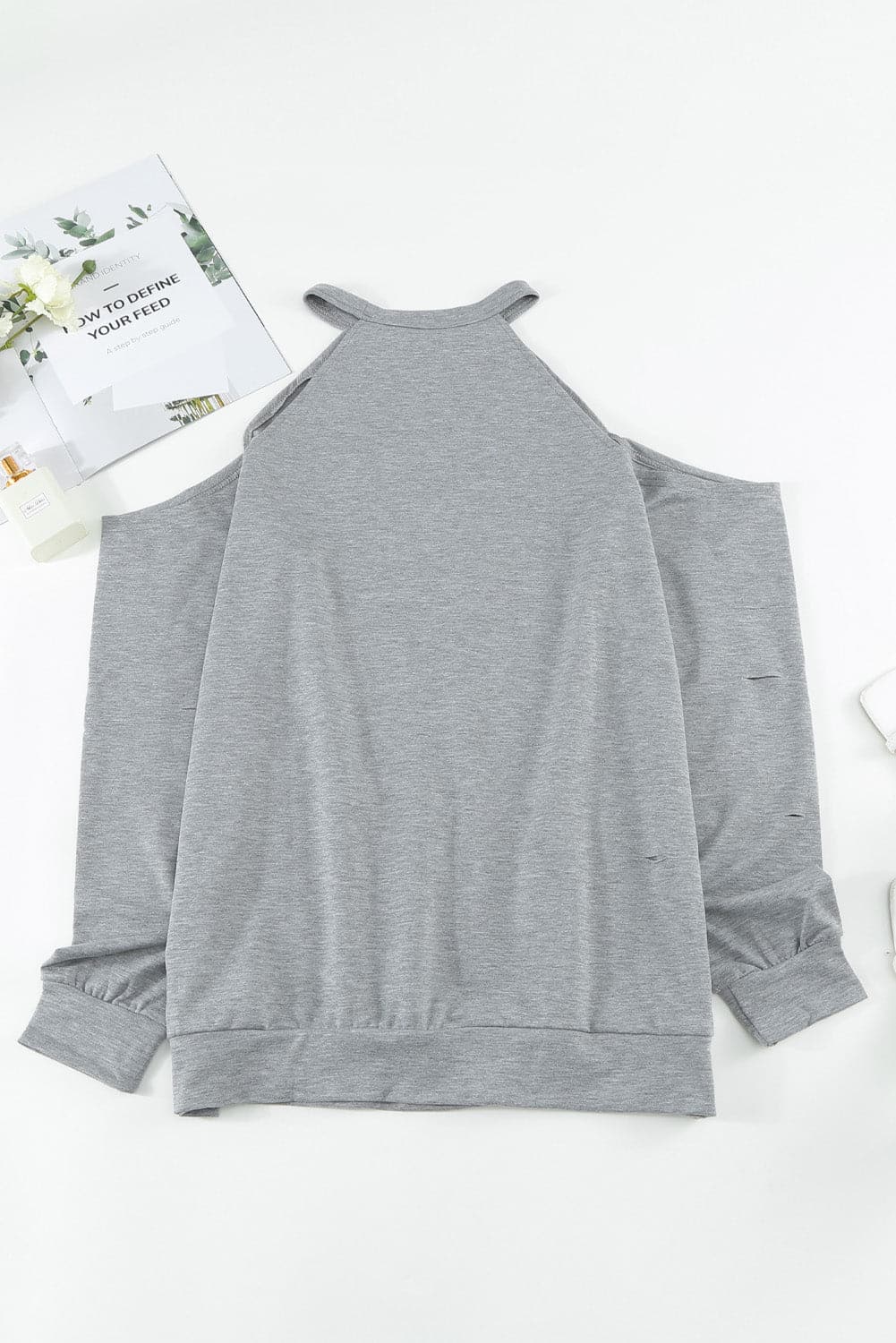 Cold Shoulder Long Sleeve Sweatshirt.