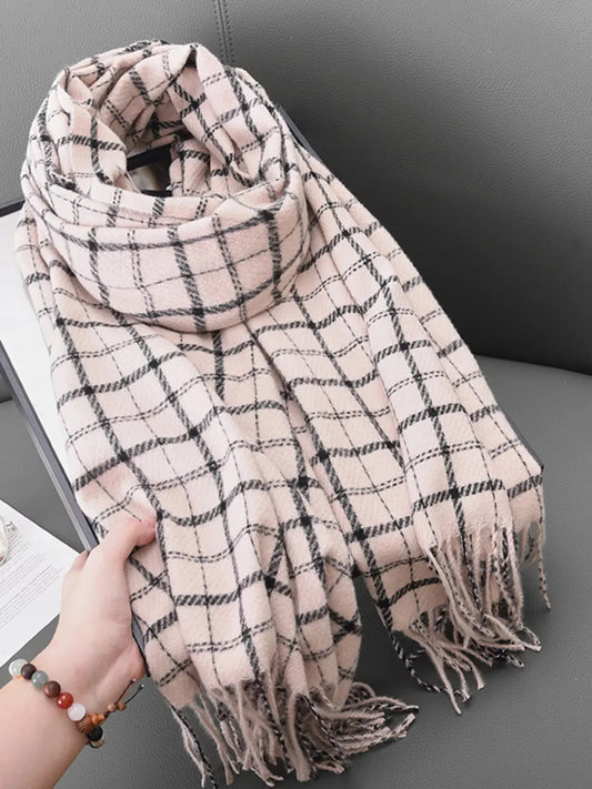Classic Plaid Fringe Scarf Simply Love