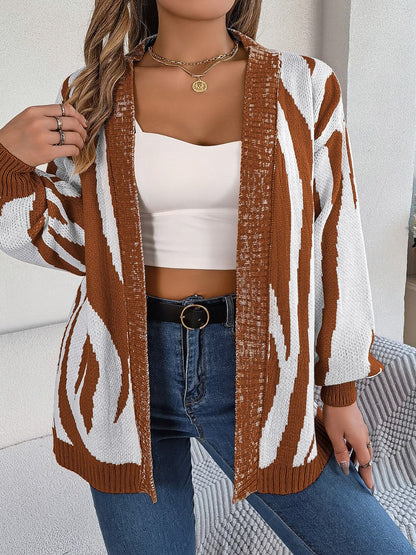 Open Front Animal Print Cardigan.