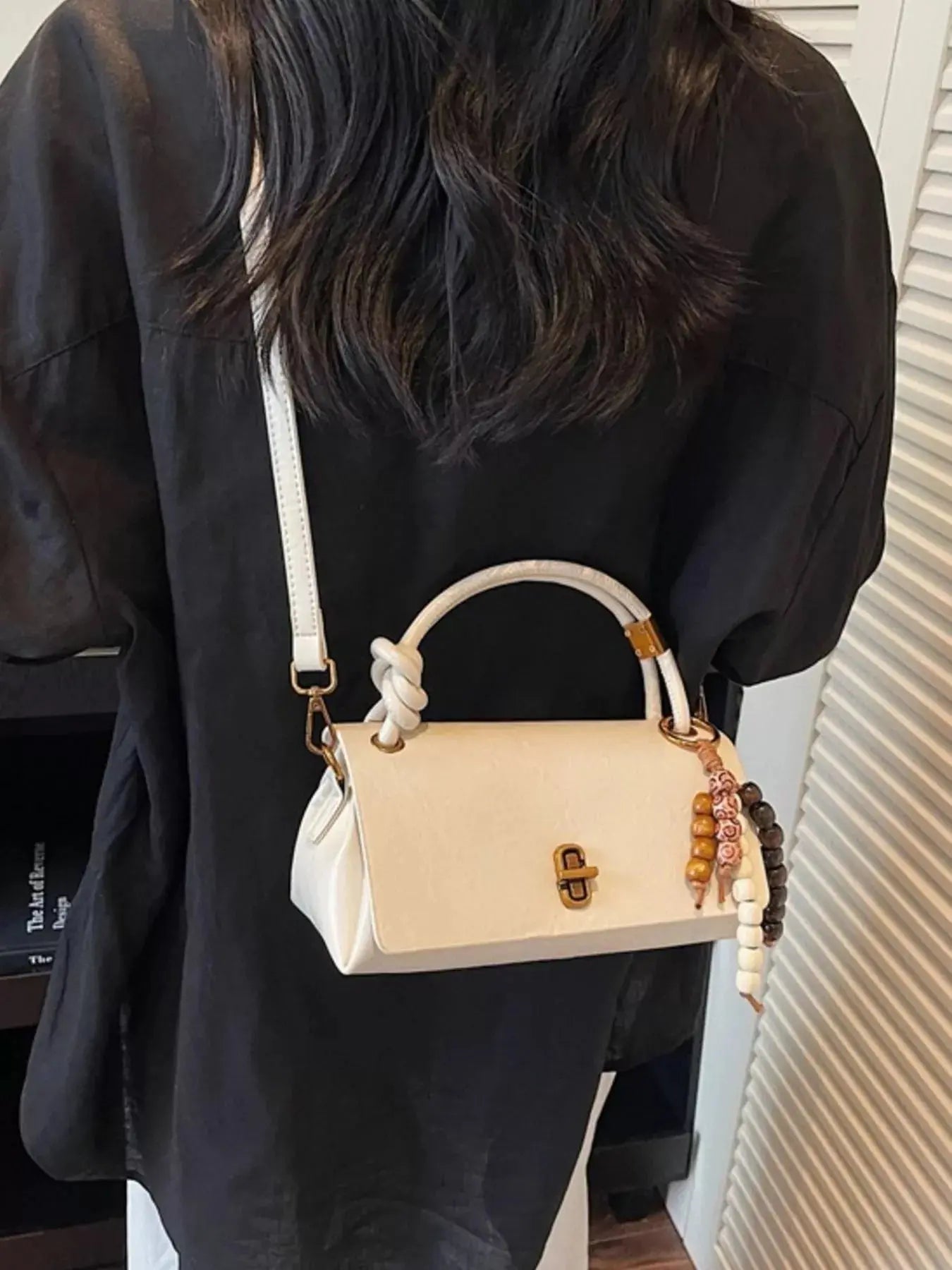 Leather Crossbody Bag with Bead Charm Simply Love