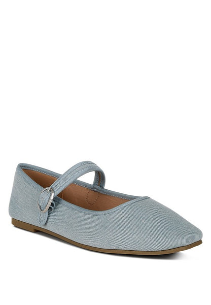 Stylish Denim Ballerinas with Buckle