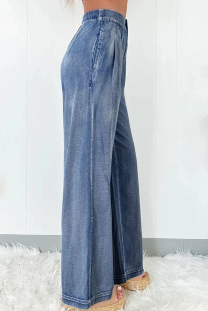 Elevated high-waist wide-leg denim