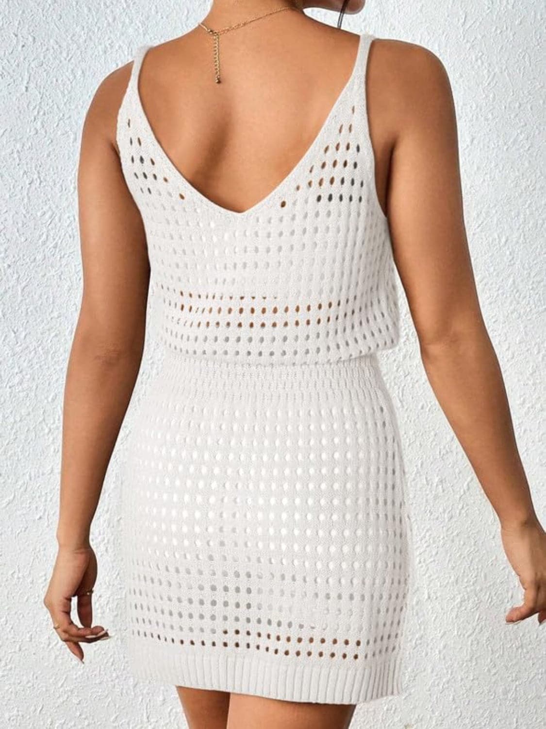 Openwork V-Neck Sleeveless Cover Up Dress.