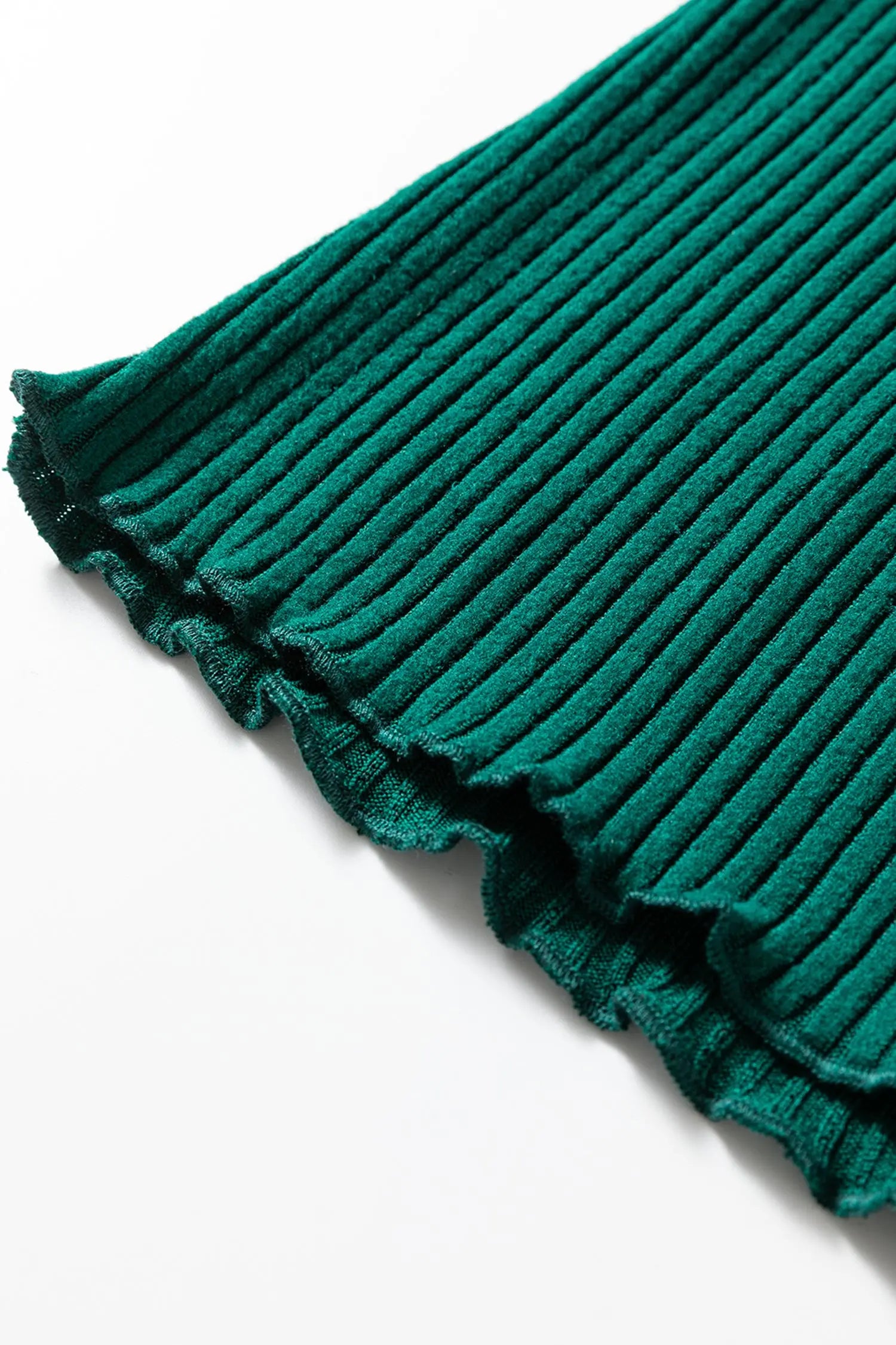 Skobeloff Lace Neckline Button Decor Lettuce Edge Long Sleeve Ribbed Top Dear-Lover Dropshipping