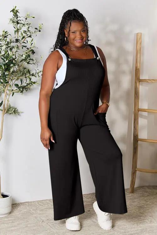 Double Take Full Size Wide Strap Overall with Pockets - Love Salve