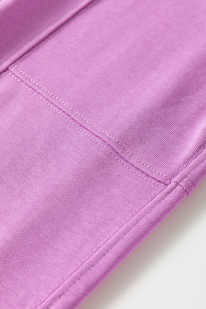 Lilac Drawstring Waist Patchwork Solid Color Jogger Pants