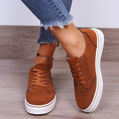 Suede Lace-Up Flat Sneakers.