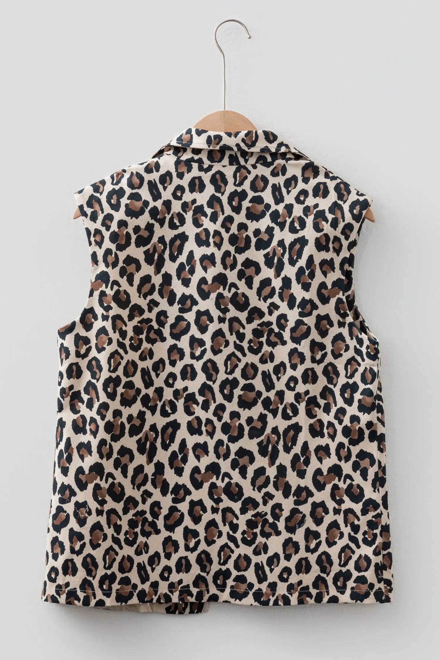 Brown Leopard Print Open Front Jacket Vest For Women Dear-Lover Dropshipping