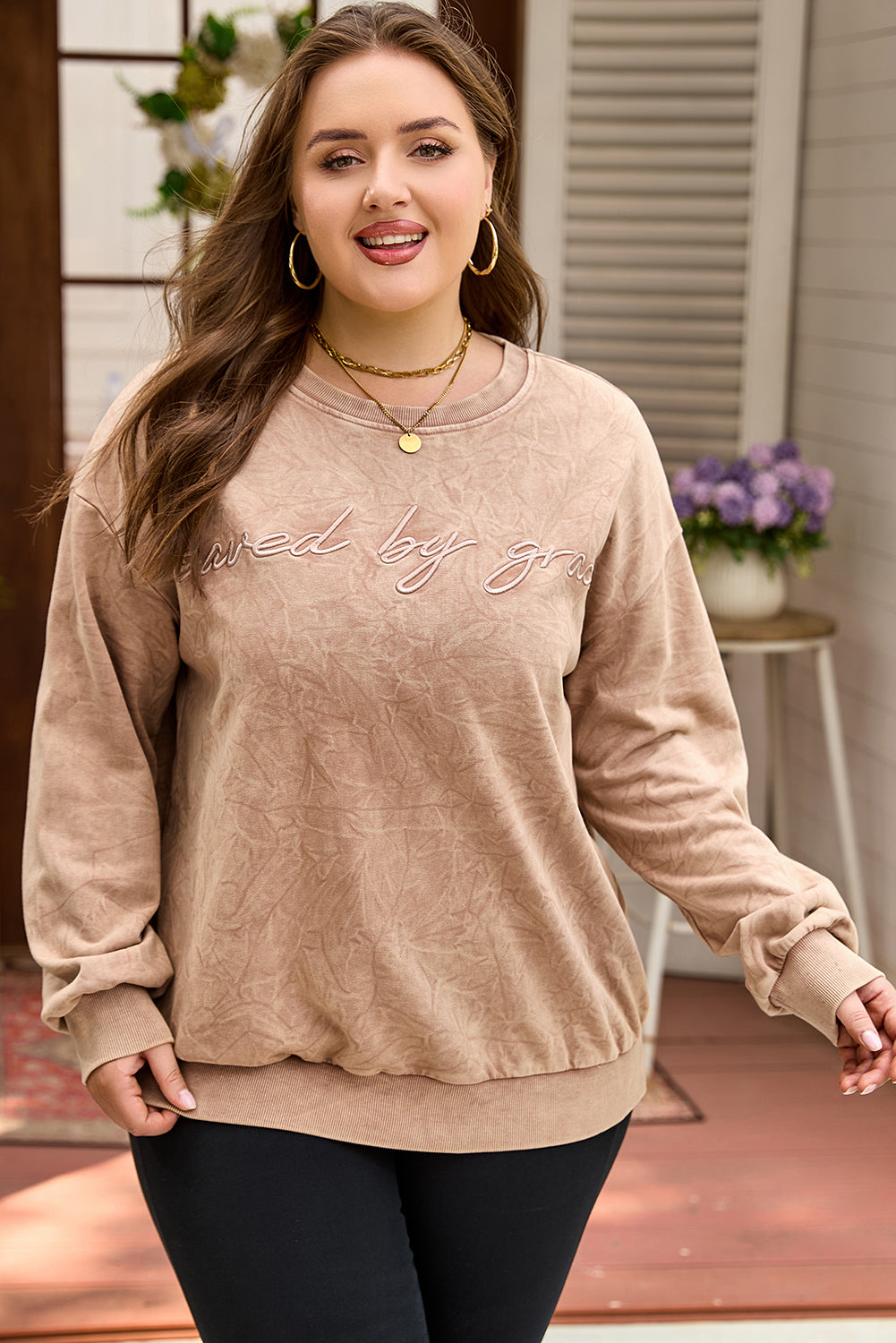 Dune Saved by Grace Embroidered Mineral Wash Sweatshirt Dear-Lover Dropshipping