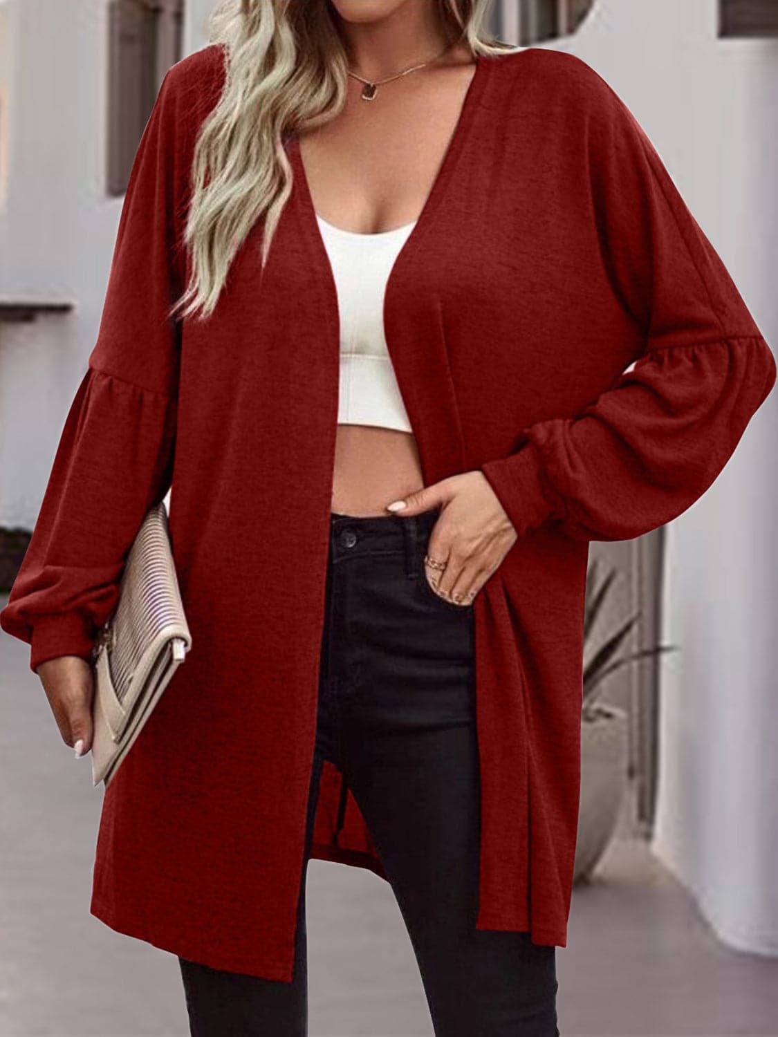 Open Front Long Sleeve Cardigan.