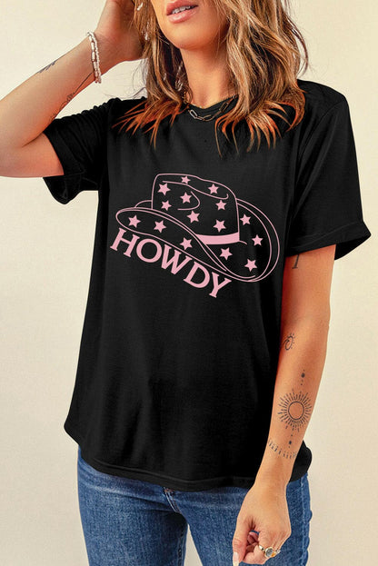 HOWDY Round Neck Short Sleeve T-Shirt.