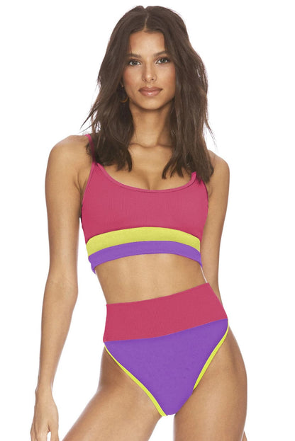 Color Block Spaghetti Strap Two-Piece Swim Set.