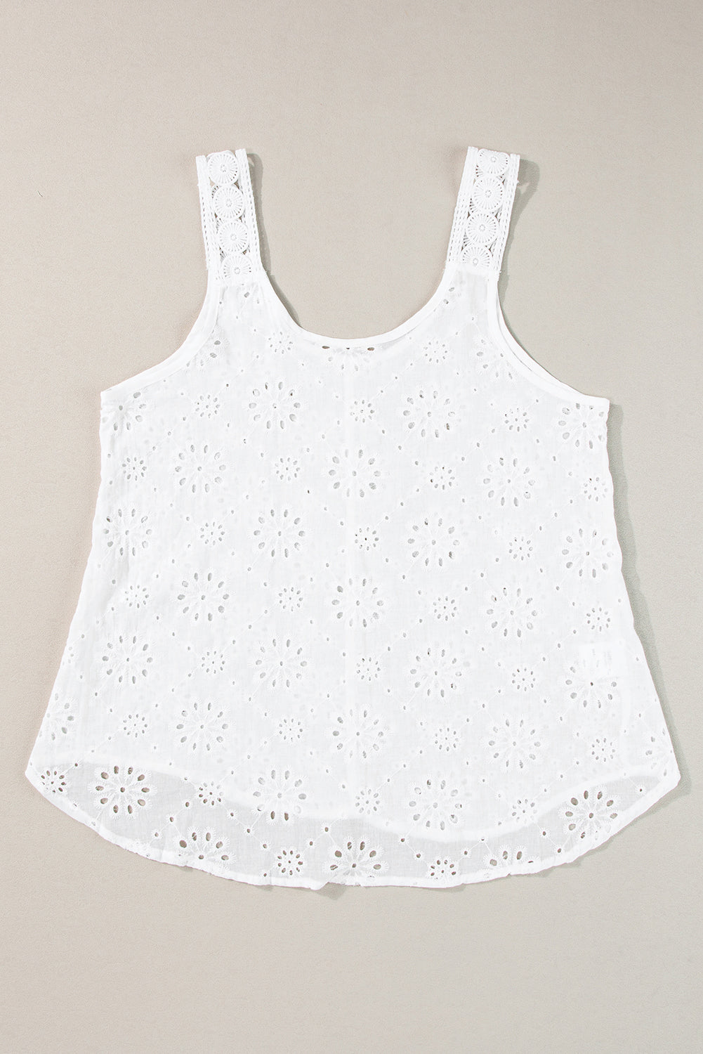 Chic white eyelet embroidered tank for effortless elegance