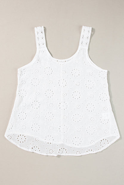 Chic white eyelet embroidered tank for effortless elegance