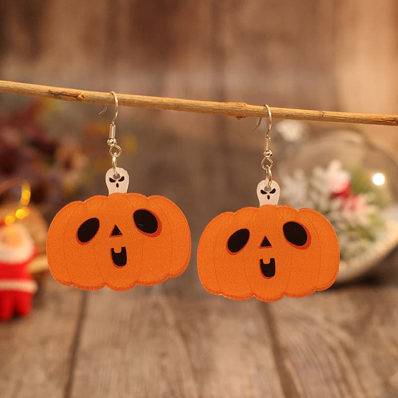 Acrylic Alloy Pumpkin Shape Earrings.