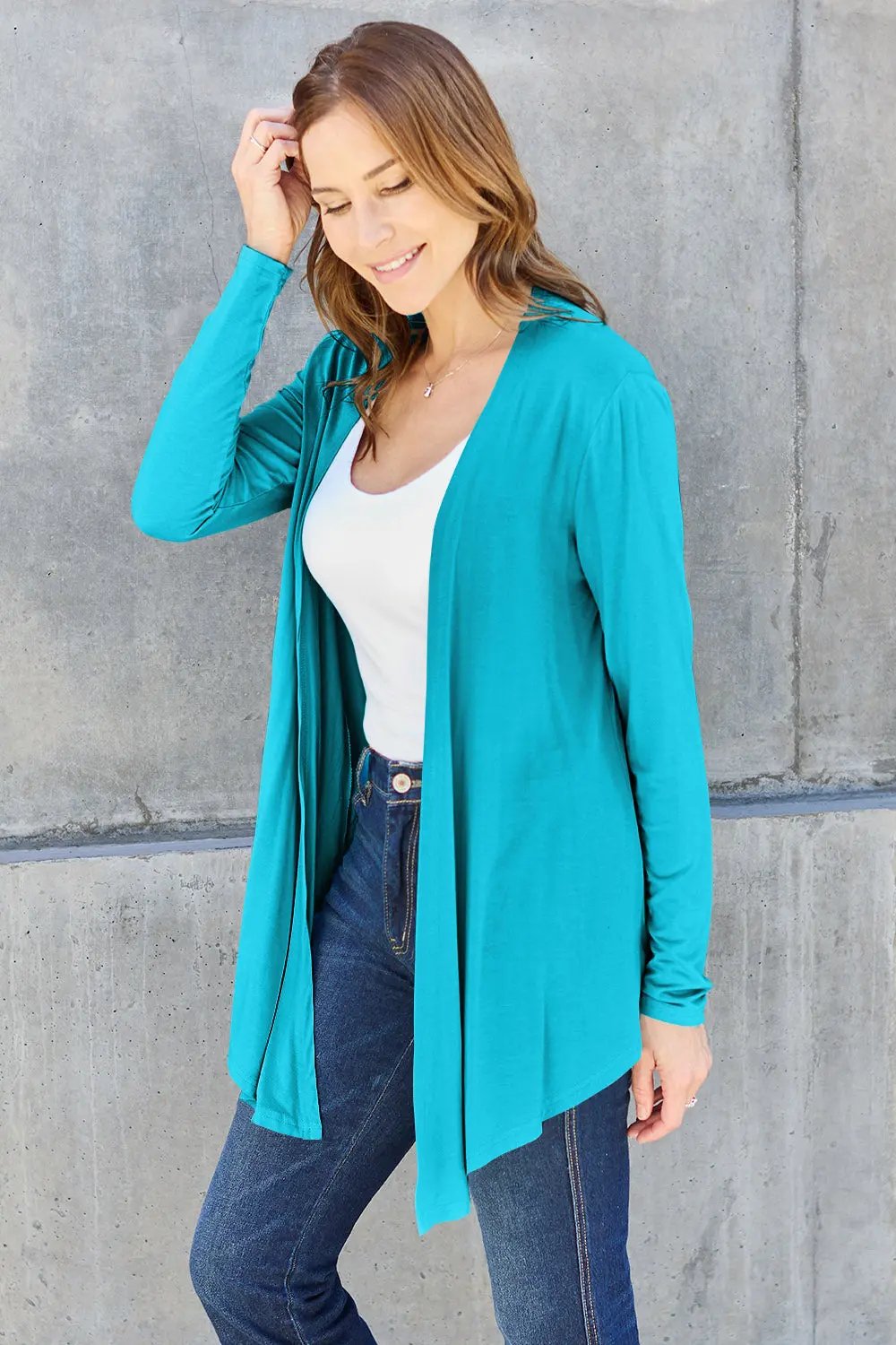 Basic Bae Full Size Open Front Long Sleeve Cardigan - Love Salve