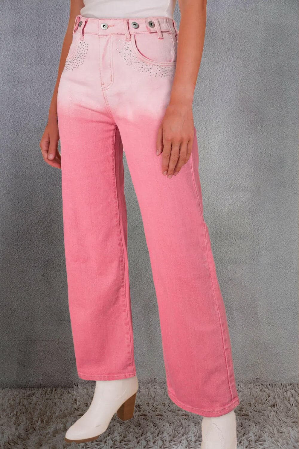 Rhinestone Gradient Straight Jeans.