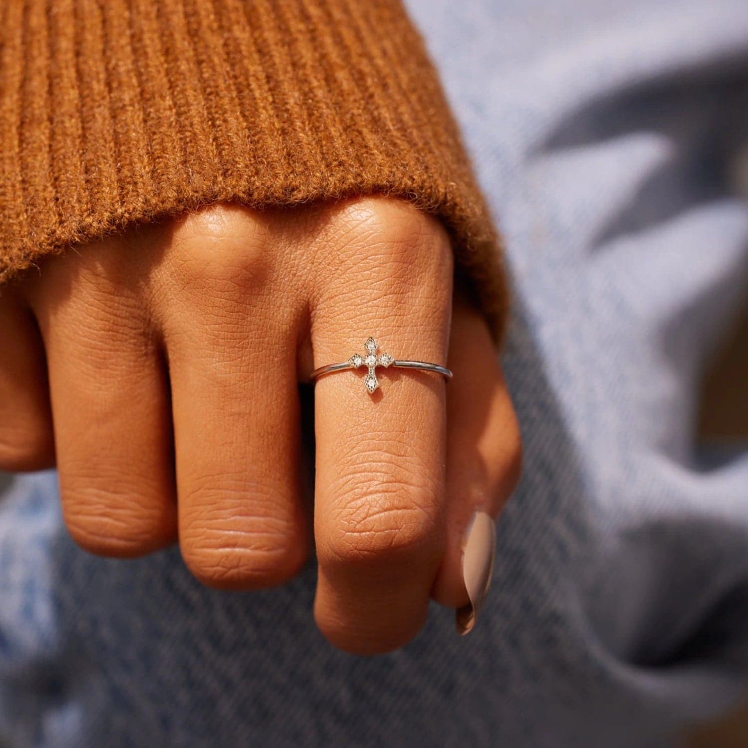 925 Sterling Silver Cross Ring.