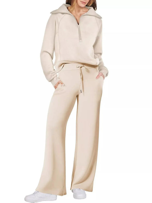 Cozy Half Zip Sweatshirt And Drawstring Pants Set Simply Love