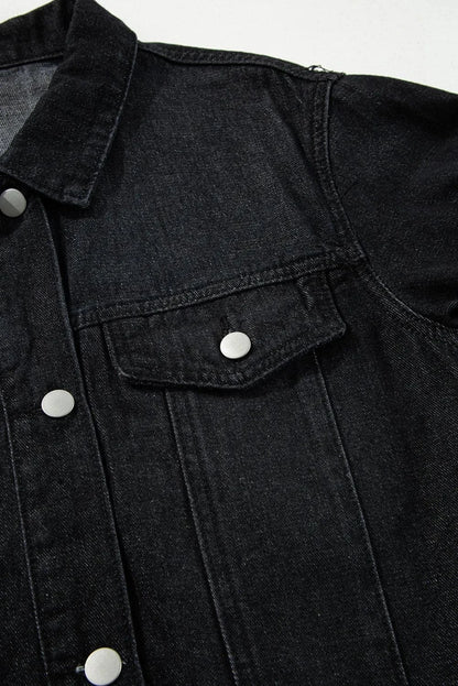 Raw Hem Button Up Denim Top.