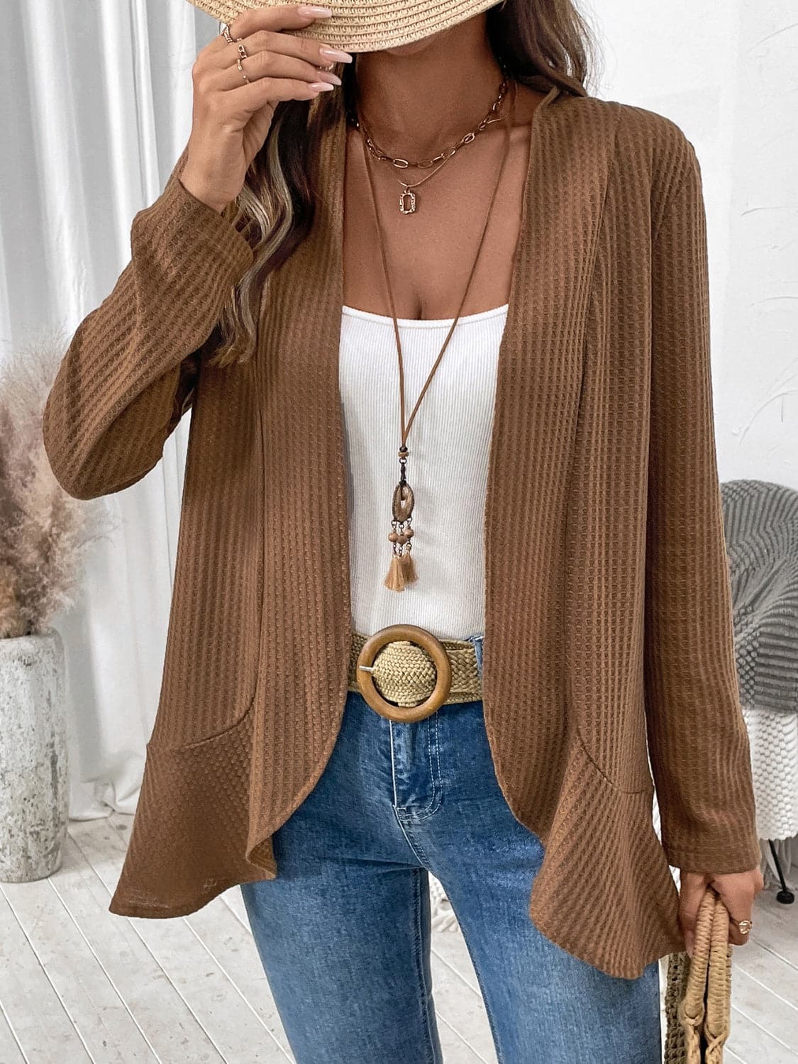 Chic long sleeve open cardigan